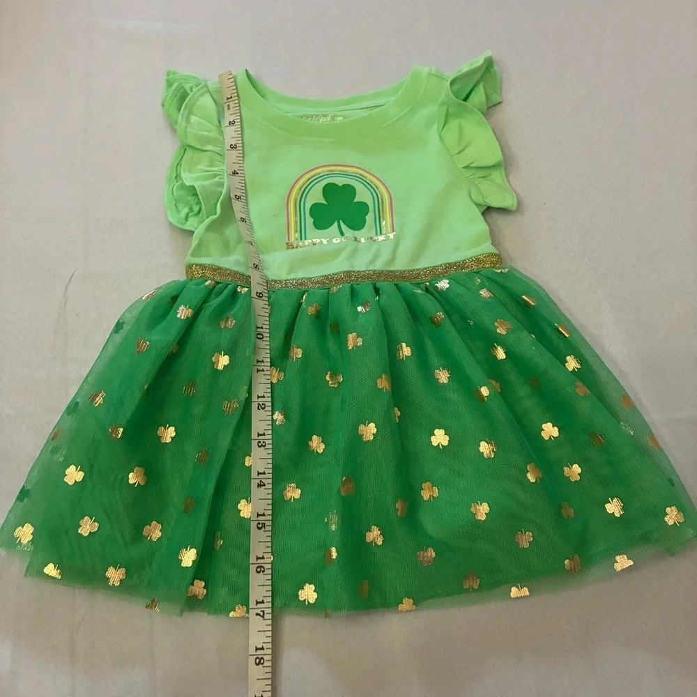 Cat & Jack Toddler St Patrick’s Happy Go Lucky Tulle Gold Accents Dress Size 18M